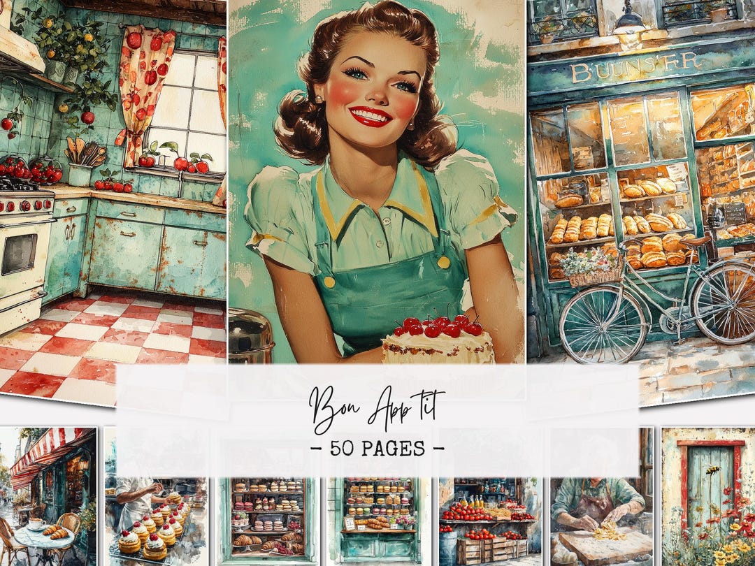 Vintage Kitchen Junk Journal Kit Digital Download – Bakery & Café ...