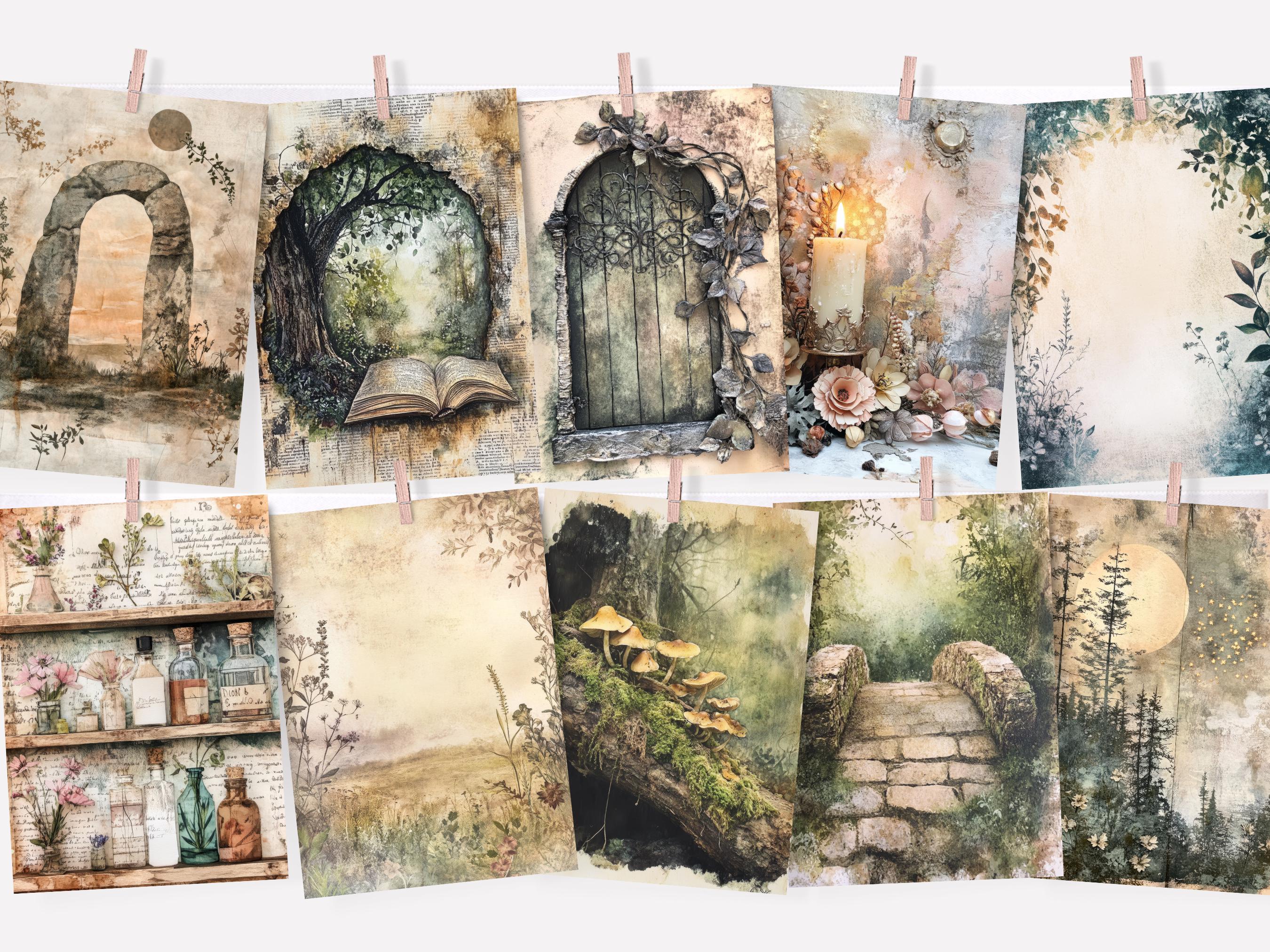 Enchanted Forest Junk Journal Pages, Mystic Woodland Digital Paper ...
