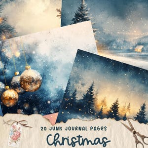 Christmas Junk Journal Kit, Vintage Merry Christmas Junk Journal Pages, Santa Scene Junk Journal Printable Paper, Digital Collage Sheet