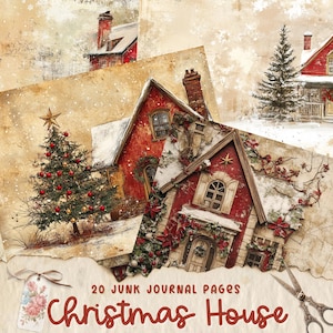 Christmas House Junk Journal Kit, Vintage Merry Christmas Junk Journal ...