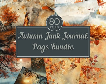Autumn Junk Journal Pages, Digital Fall Scrapbook Paper, Printable Autumn Forest Collage Sheet, Fall Tree Junk Journal Kit, Autumn Ephemera