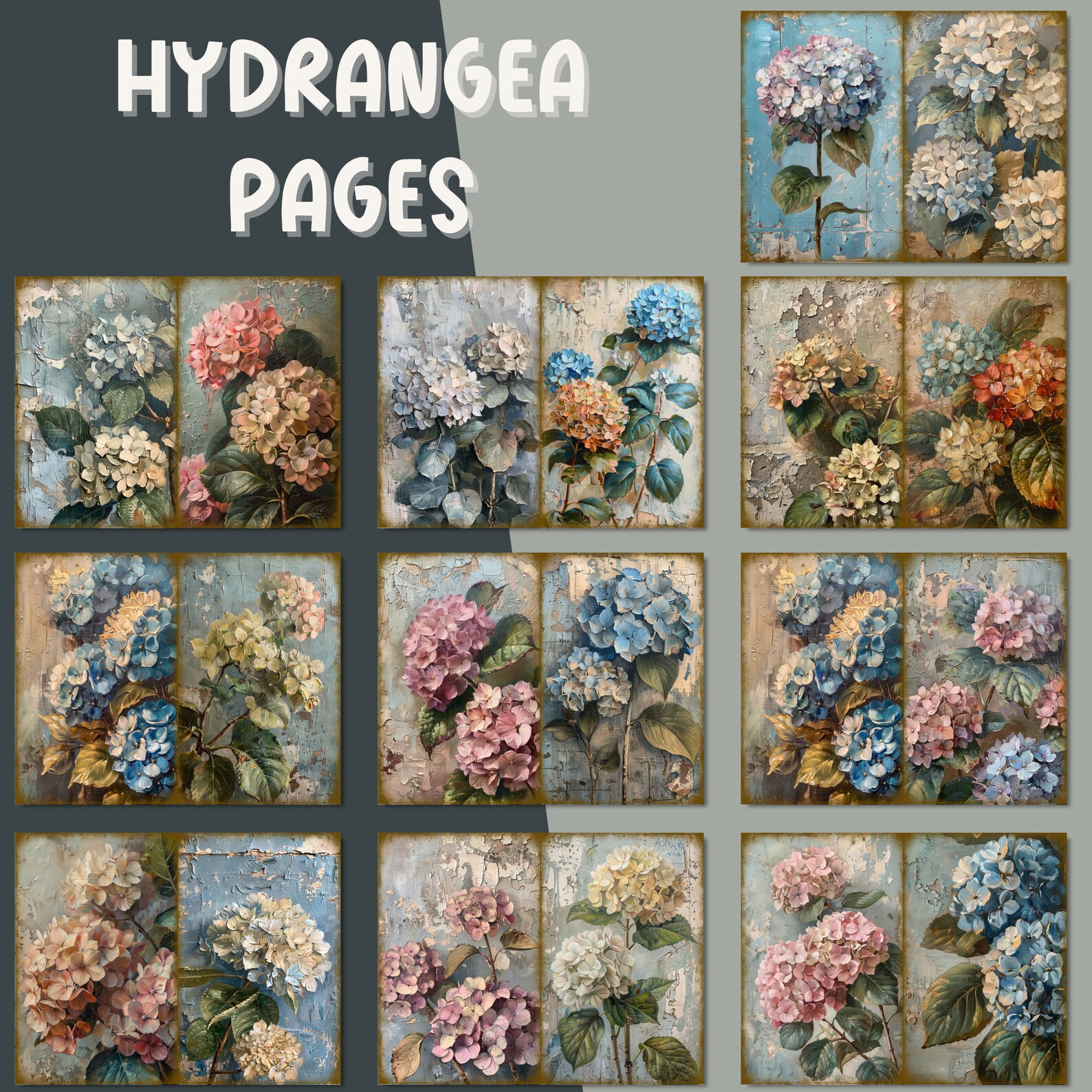 Floral Junk Journal Page Flower Printable Flower Paper Craft Paper for ...
