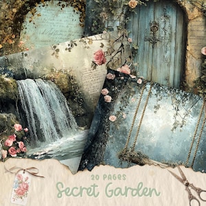 Junk Journal Kit | Junk Journal Printable | Secret Garden | Vintage Ephemera | Digital Papers | Card Making | Craft Kit | Ephemera Pack