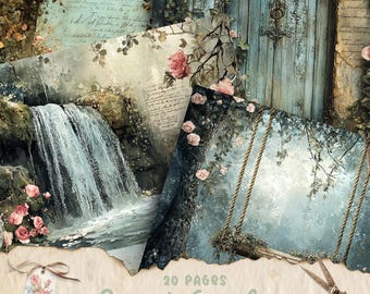Junk Journal Kit | Junk Journal Printable | Secret Garden | Vintage Ephemera | Digital Papers | Card Making | Craft Kit | Ephemera Pack