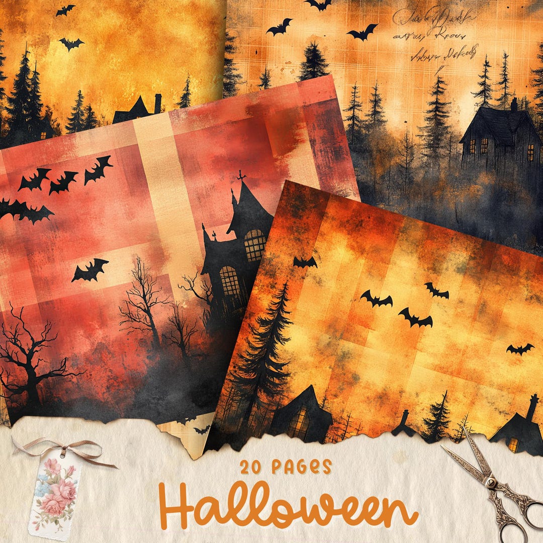 Halloween Junk Journal Printable Pages, Digital Scrapbook Paper Kit ...