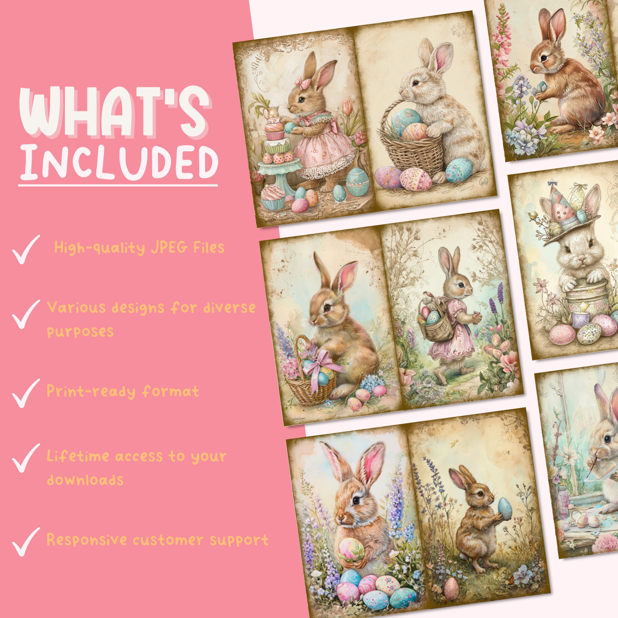 Easter Bunny Junk Journal Pages, Springtime Rabbit Ephemera Kit ...