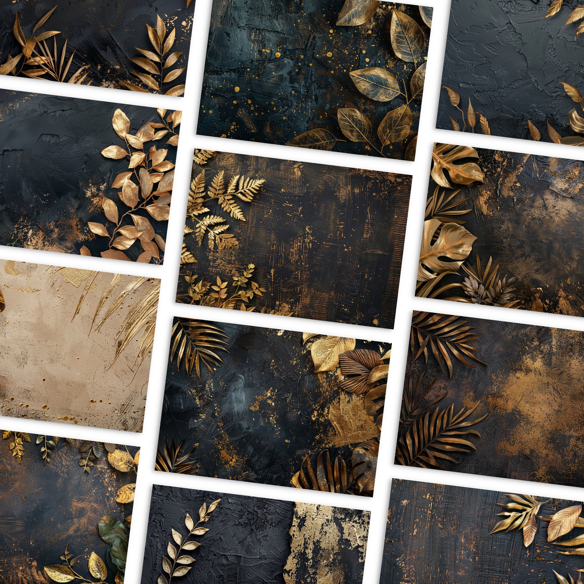 Gold Leaf Mixed Media Junk Journal Art Kit, Digital Papers, Printable ...