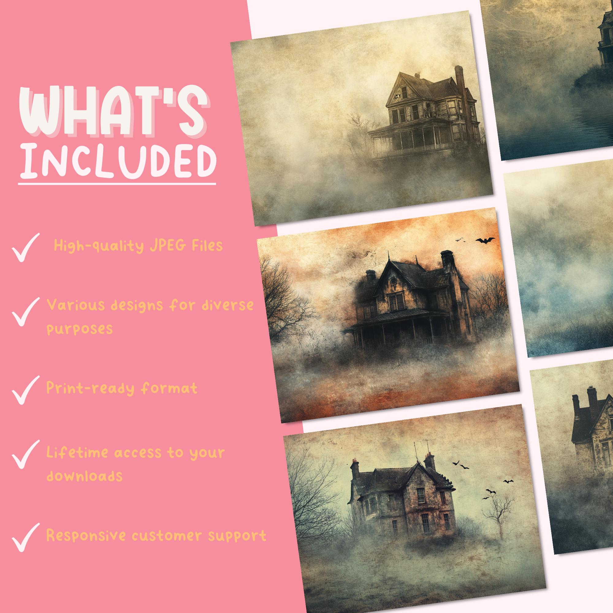 Haunted House Junk Journal Printable Pages, Digital Scrapbook Paper Kit ...