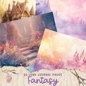 Fantasy Junk Journal Pages, Fantasy Fairy Forest Collage Printables, Digital Journal Kit, Magical Forest Junk Journal Paper, Secret Garden