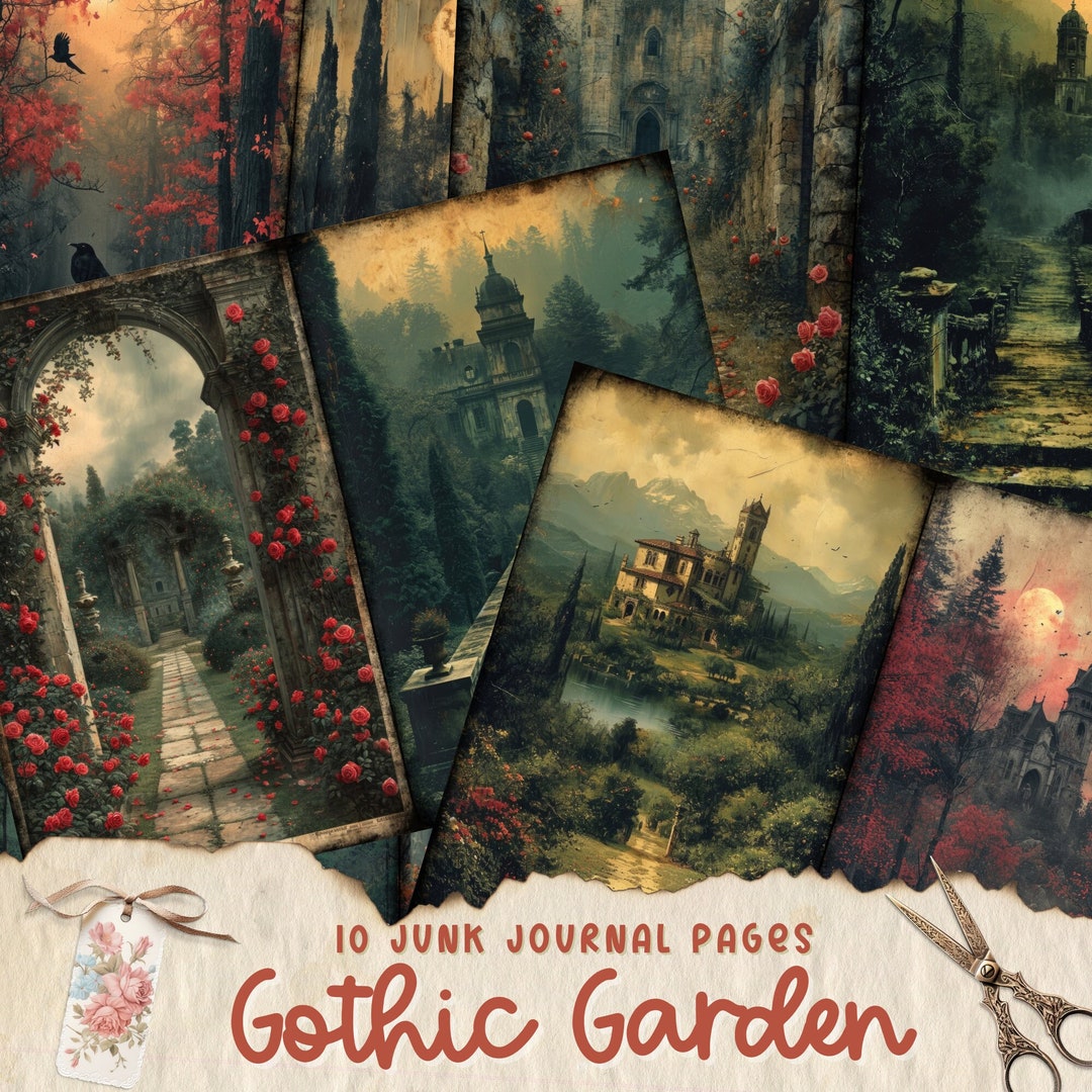 Gothic Garden Junk Journal Pages Gothic Collage Sheets Scrapbooking ...