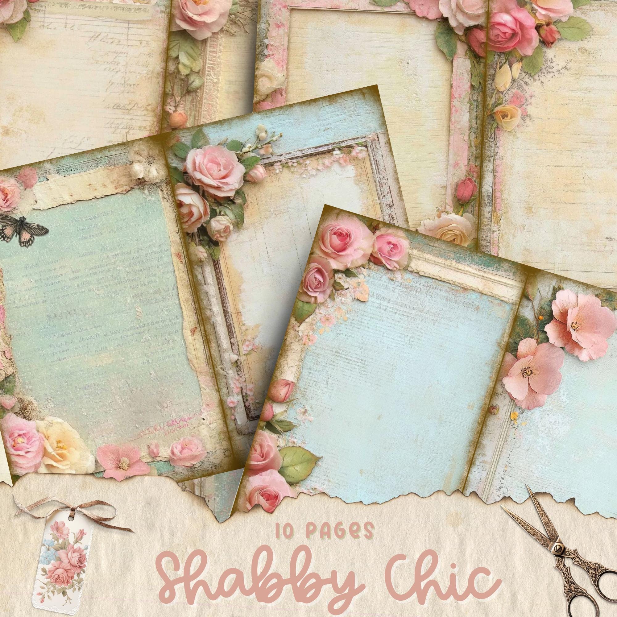 Shabby Chic Junk Journal Pages, Spring Ephemera, Scrapbook Printable ...