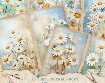 Lazy Daisy, Junk Journal Kit, Flower, Daisies, Vintage, Junk Journal, Printable, Paper, Pages, Ephemera, Digital, Download, Daisy Pages