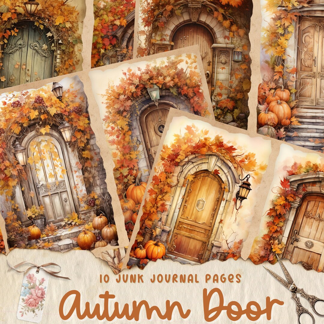 Autumn Vintage Door Junk Journal Paper, Vintage Fall Junk Journal Kit ...