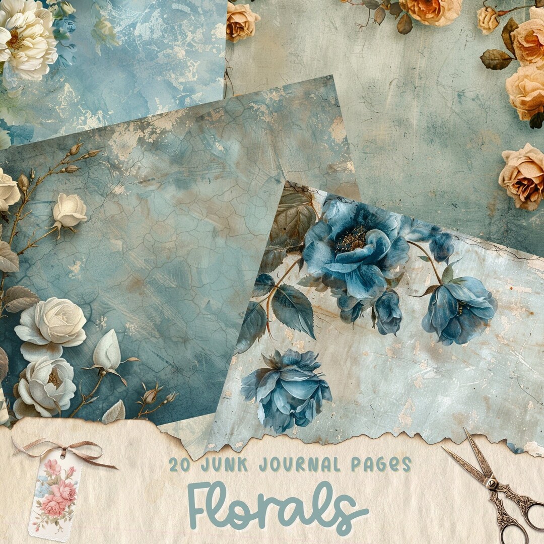 Floral Junk Journal Printable Pages, Flower Junk Journal Kit, Scrapbook ...
