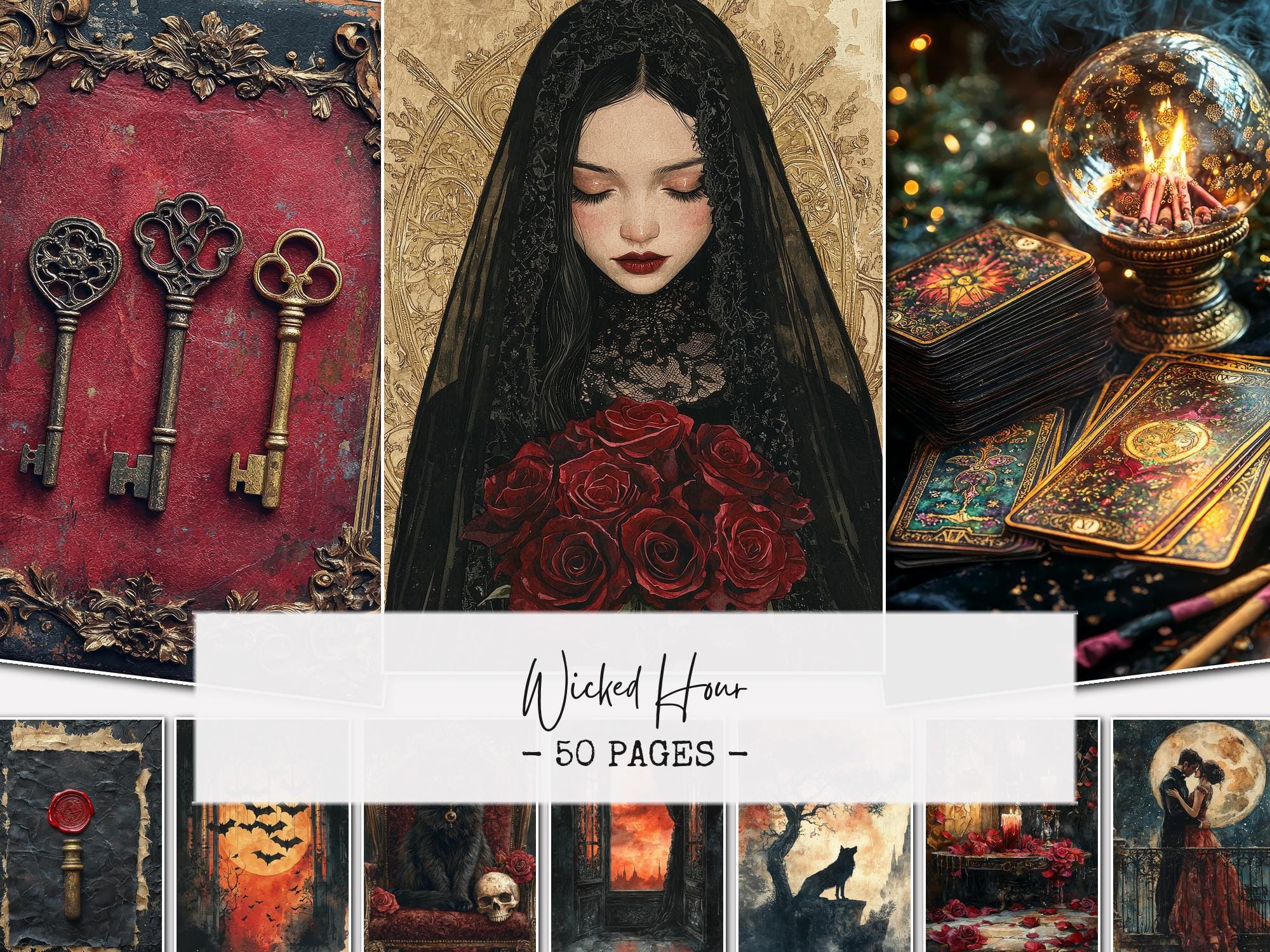 Gothic Junk Journal Kit Digital Download – Dark Romantic Printable ...