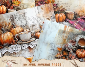 Autumn Junk Journal Pages, Digital Fall Scrapbook Paper, Printable Cozy Autumn Collage Sheet, Fall Leaf Junk Journal Kit, Autumn Ephemera
