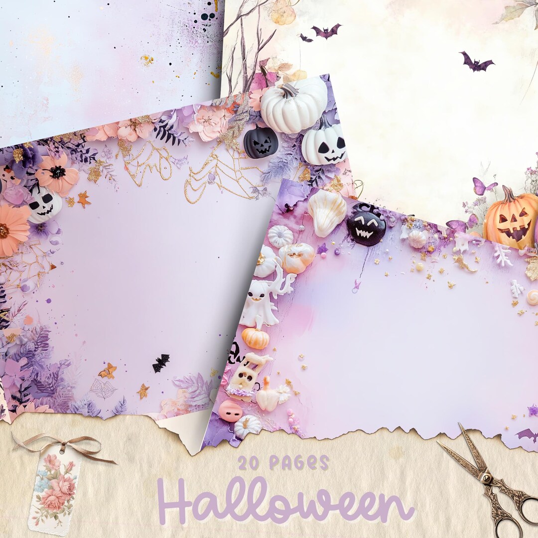 Halloween Junk Journal Printable Pages, Digital Scrapbook Paper Kit ...