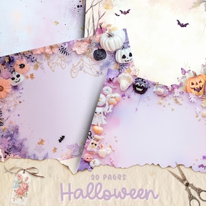 Pages imprimables du journal Halloween Junk Journal, kit de papier pour scrapbooking numérique, feuille de collage, éphémères vintage, téléchargement, papier craft effrayant, gothique