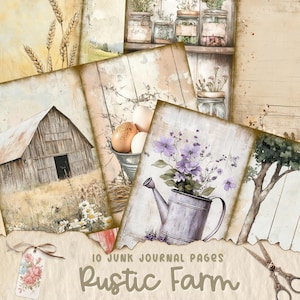 Farm Junk Journal Page Bundle, Scrapbook Printable, Farm Junk Journal Kit, Ranch Digital Paper, Collage Sheet, Farm Ephemera, Vintage Card