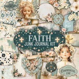 Faith Prayer Folio, Christian Junk Journal, Schrift, bedruckbar, Ephemera, Geschenke für sie, ihn, Gebetskarten, digitaler Download, Bastelset