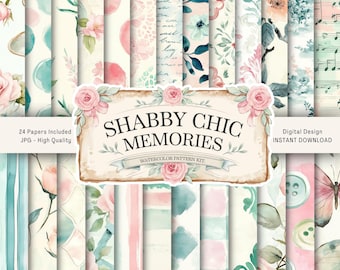 Nuevo kit de diario basura Shabby Chic / Páginas de diario, papeles, efímeras, etiquetas / Imprimibles Shabby Chic / Kit de álbum de recortes / Descarga digital