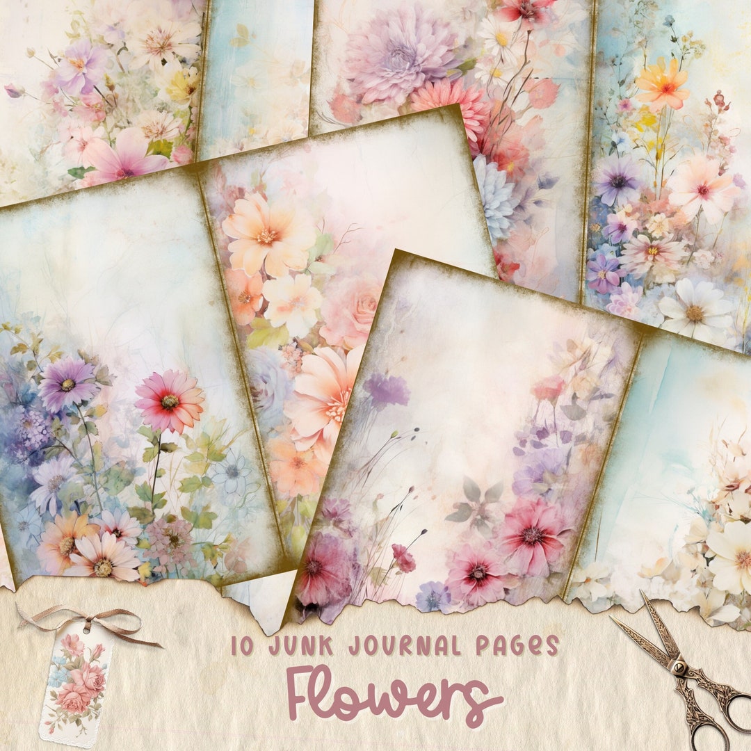 Watercolor Wildflowers Junk Journal Printable Page, Flowers Junk ...