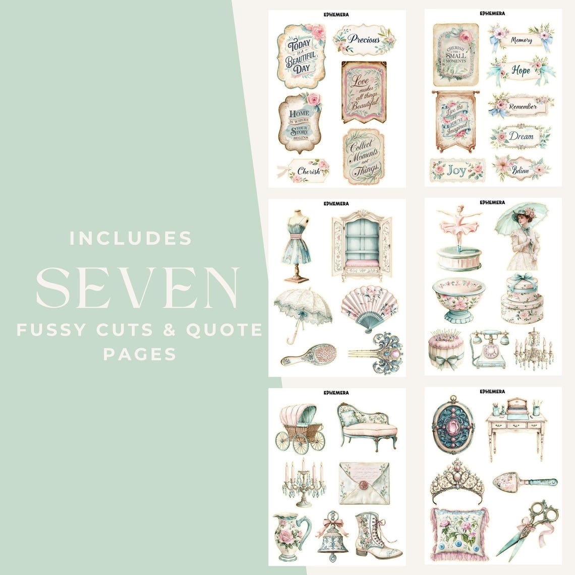 New Shabby Chic Junk Journal Kit | Journal Pages, Papers, Ephemera ...