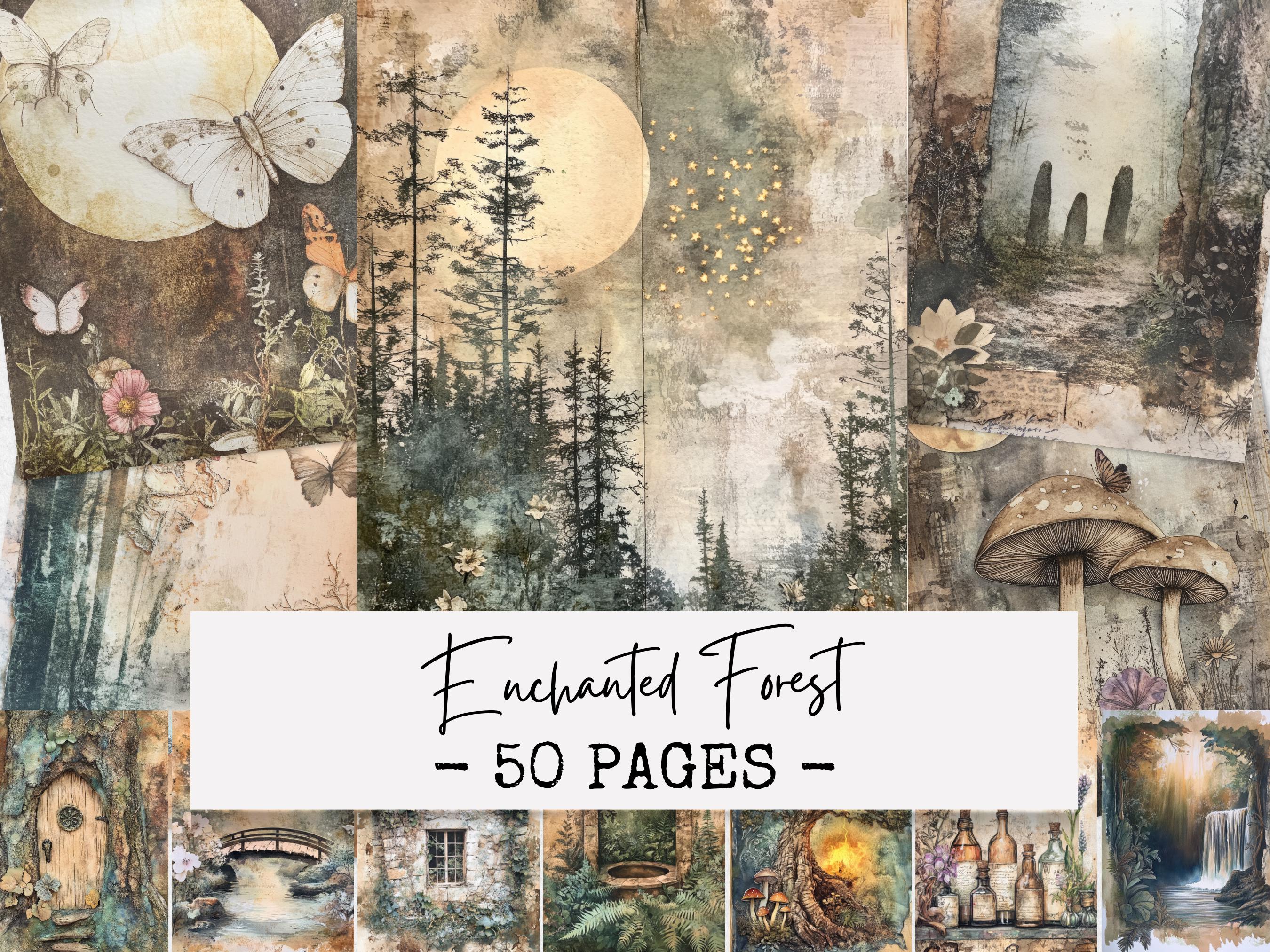 Enchanted Forest Junk Journal Pages, Mystic Woodland Digital Paper ...