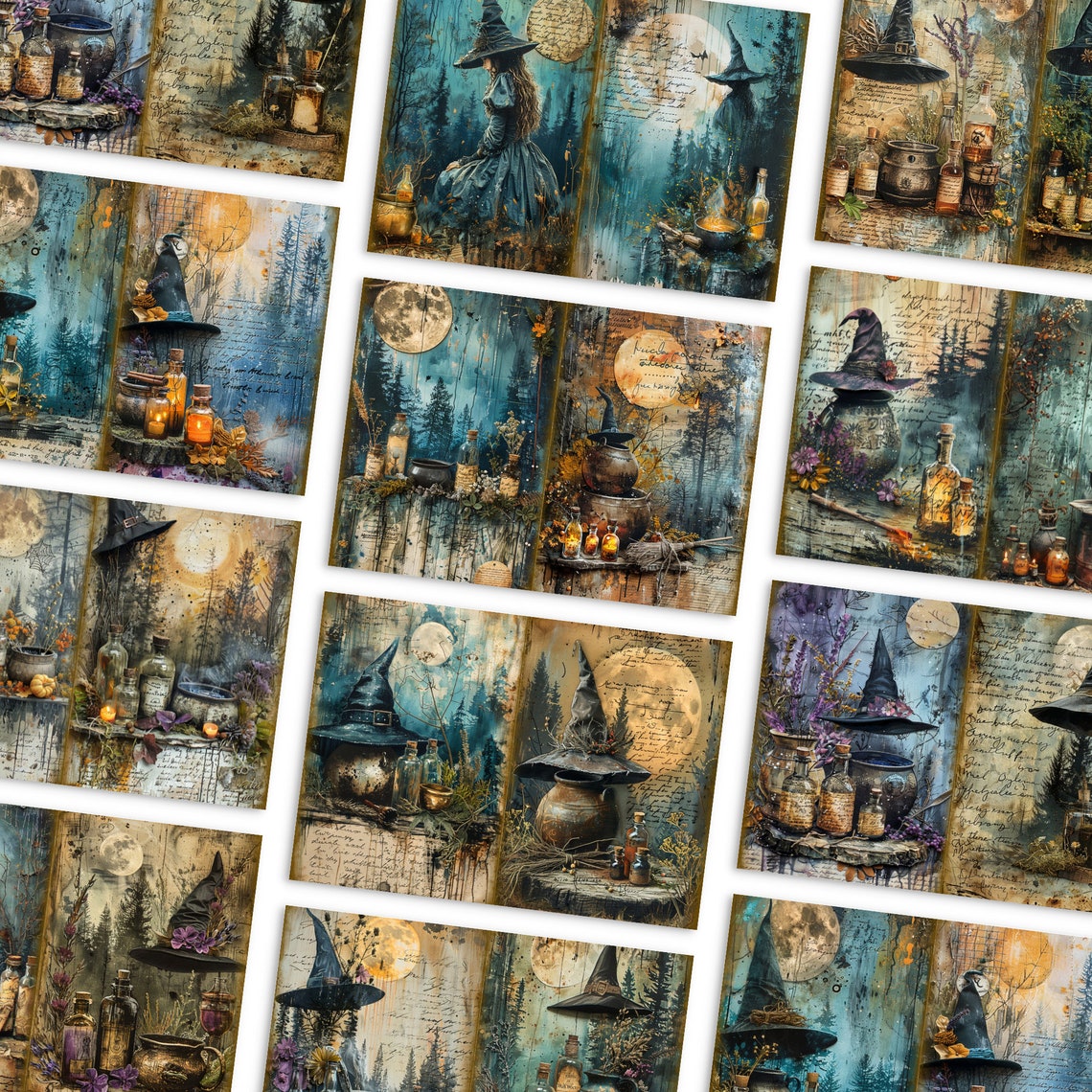 Witchcraft Junk Journal Pages, Digital Scrapbook Paper Kit, Printable ...
