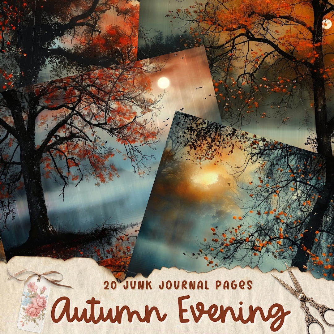 Autumn Junk Journal Pages, Digital Fall Evening Scrapbook Paper ...