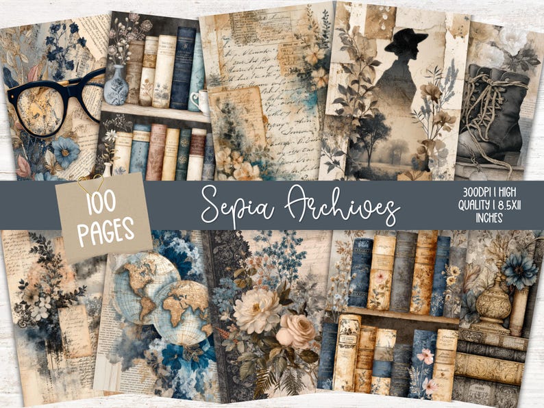 Sepia Archives Vintage Letters & Ink Blots Printable Pack – 100 Pages ...