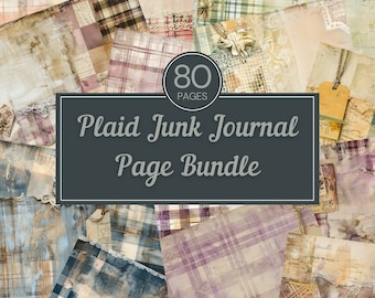 Stor pläd skräpjournalsida, digitala papper, utskrivbara journalsidor, scrapbookkort, papperspyssel, shabby chic-textilier, bakgrund