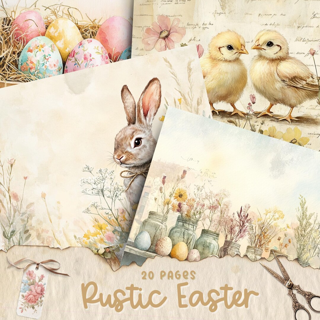 Easter Junk Journal Pages, Bunny Junk Journal Rabbit, Digital Paper ...