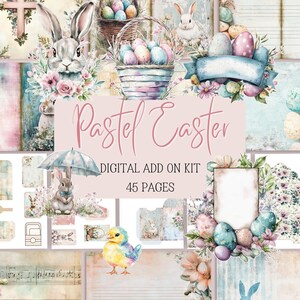 Pastel Easter Junk Journal Kit | Printable Ephemera | Vintage Easter Journal Pages | Digital Download | Spring Scrapbooking Kit | Fussy Cuts