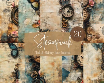 Steampunk Junk Journal Pages, Digital Industrial Paper, Victorian Printable, Digi Collage Sheet, Mechanical Scrapbook Kit, Vintage Ephemera