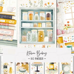Kitchen Bakery Junk Journal Pages, Cosy Baking Ephemera Kit (50 pagina's)