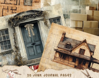 Moving Junk Journal Printable Pages, New House Digital Scrapbook Paper Kit, Collage Sheet, Cozy Home Ephemera, Decor Craft Paper, Download