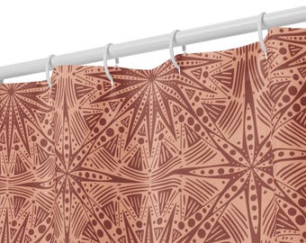 Terracotta Shower Curtain – Southwestern Starburst Bathroom Decor