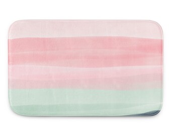 Sunset Stripe Watercolor Pastel Memory Foam Bath Mat - Anti-Slip Rug