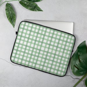 Green Gingham Laptop Sleeve