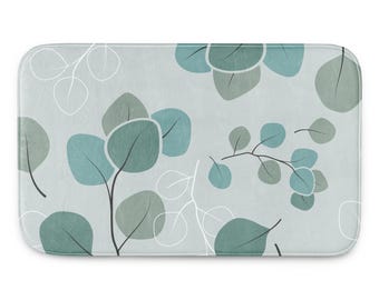 Eucalyptus Breeze Bath Mat – Sage Green Botanical Bathroom Rug
