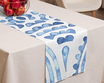 Runner da tavola con piastrelle Amalfi – Motivo mediterraneo blu