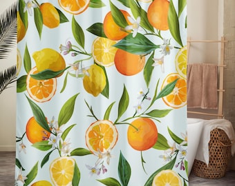 Boho Shower Curtain – Coastal Lemon Citrus Botanical