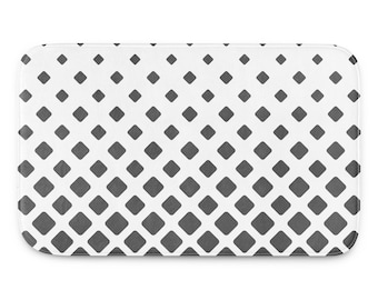 Geometric Diamond Pattern Bath Mat – Modern Memory Foam Bathroom Rug, Anti-Slip Bathroom Decor