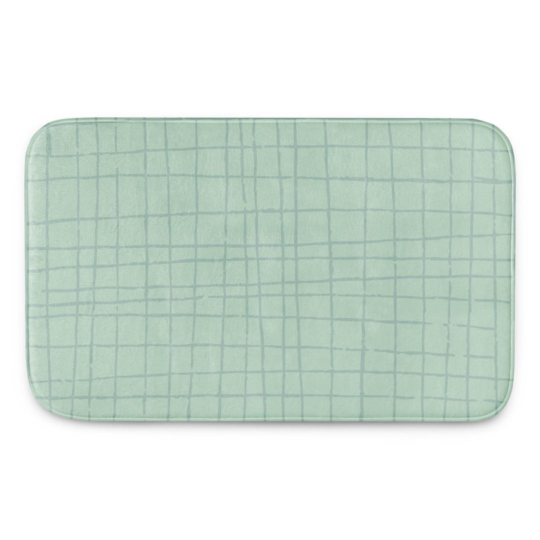 Soft Sage Grid Bath Mat - Etsy