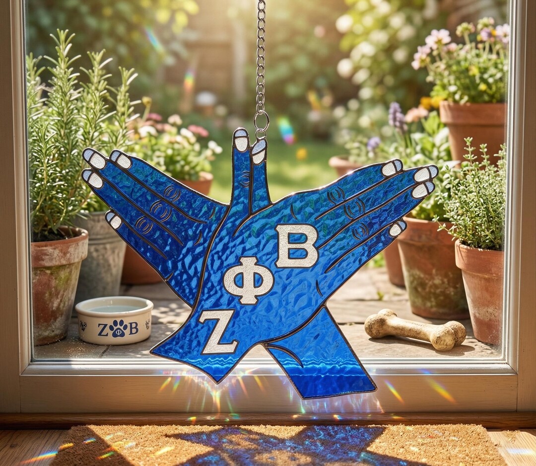 Zeta Phi Beta Hand Sign Suncatcher, Finer Woman Sorority Window Hanging ...