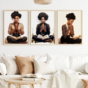 Druckbare schwarze Kunst | 3er Set Poster | Digitaldruck | Schwarze Kunst | Afro Mädchen Wand Kunst | Schwarze Frauen Leinwand | Digitaler Download