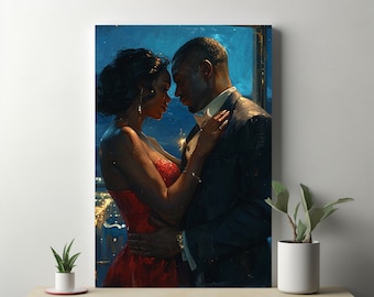 Printable Black Art | Black Love | Digital Print | Black Melanin Art | Afro Girl Wall Art | Black Women Canvas | Digital Download
