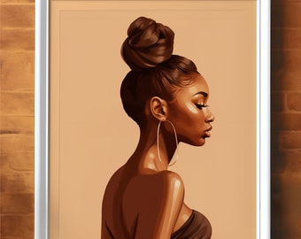 Black Woman Art, Fashion, Black Woman Wall Art, Black Girl Wall Art, black girl wall art, Black girl art, abstract art, Printable Black Art