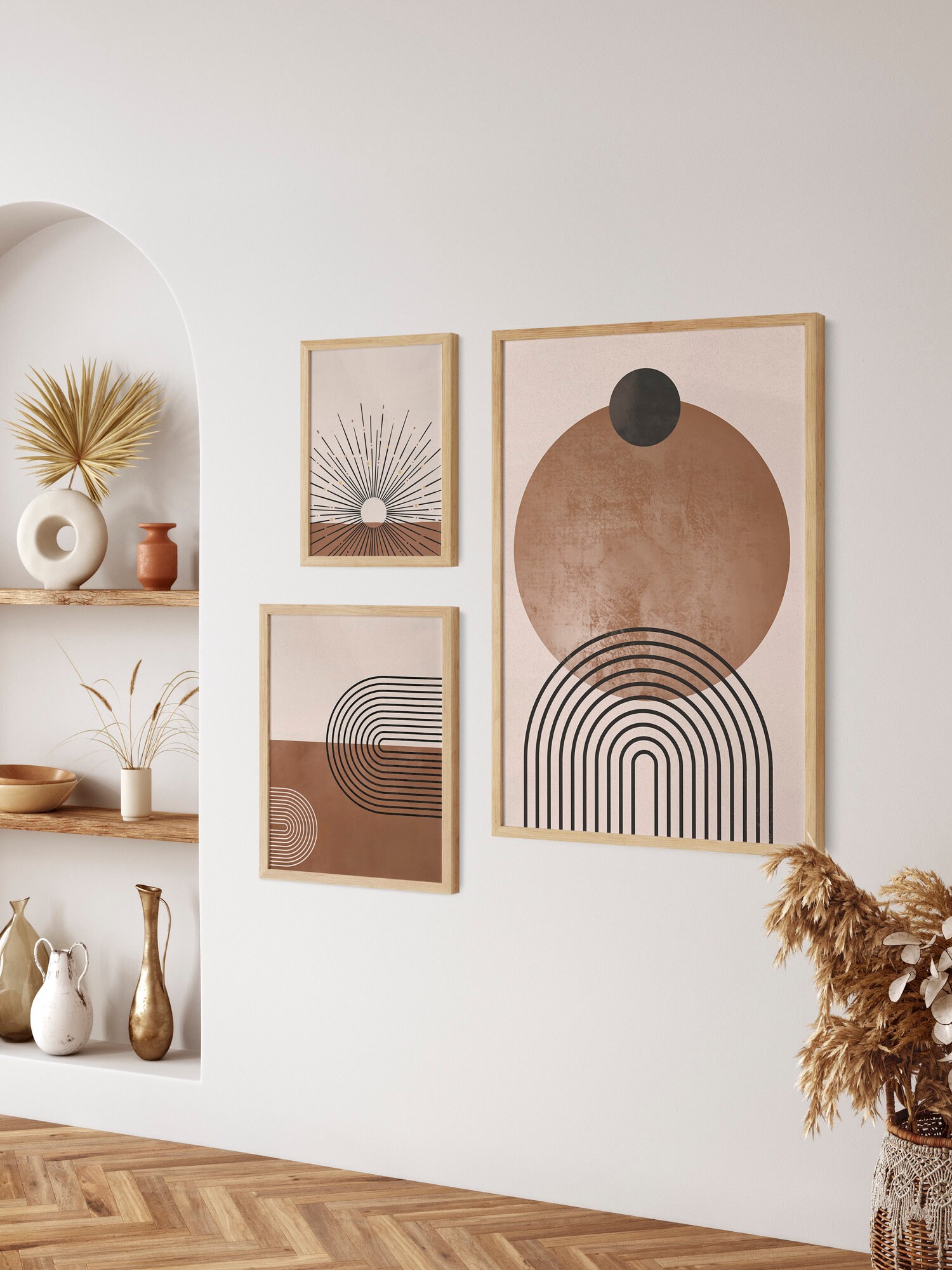 Mid Century Art Prints Set of 3, Neutral Modern Wall Art Decor ...